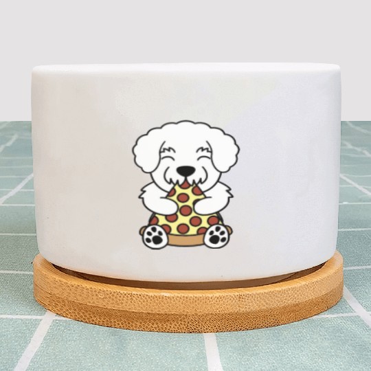 Bichon Frise Pizza Lover Plant Pots