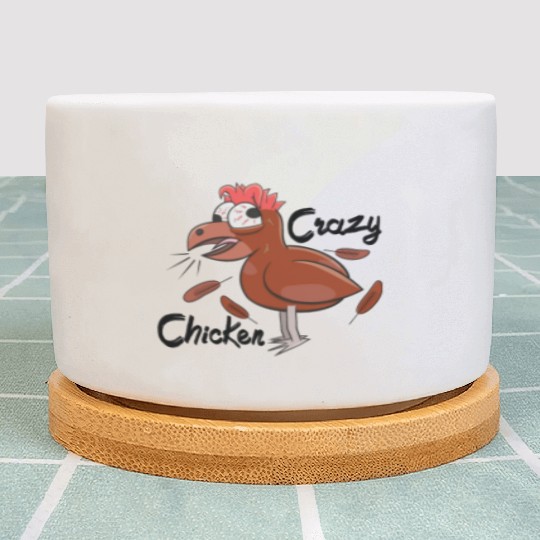 Crazy Shocked Farm Chicken Funny Cartoon Brown Plant Pots