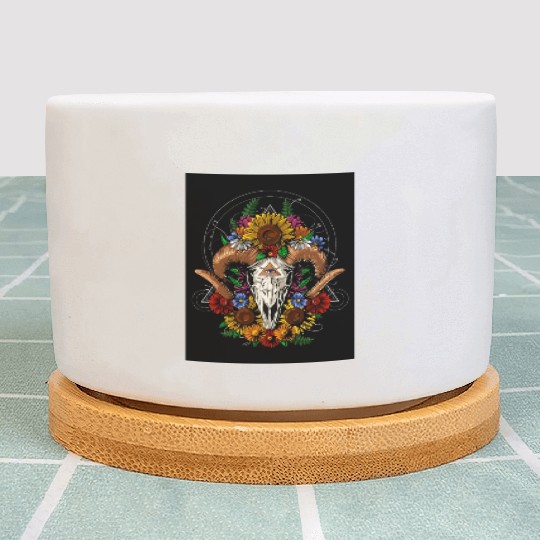 Psychedelic Ram Skull Plant Pots
