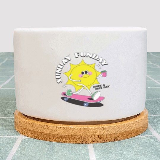 modern retro vintage sunday funday poster design Plant Pots