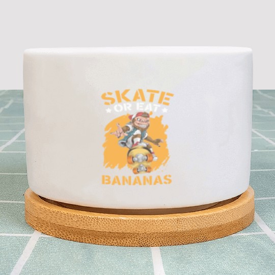 Skate Or Eat Bananas Chimpanzee Monkey Skater Plant Pots