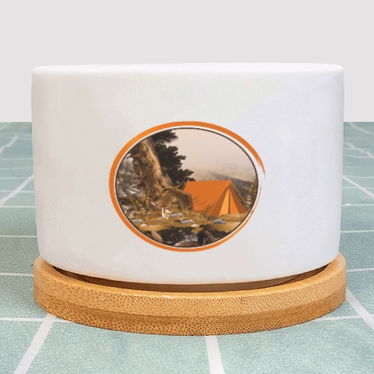 nostalgic tent - camping in nature Plant Pots