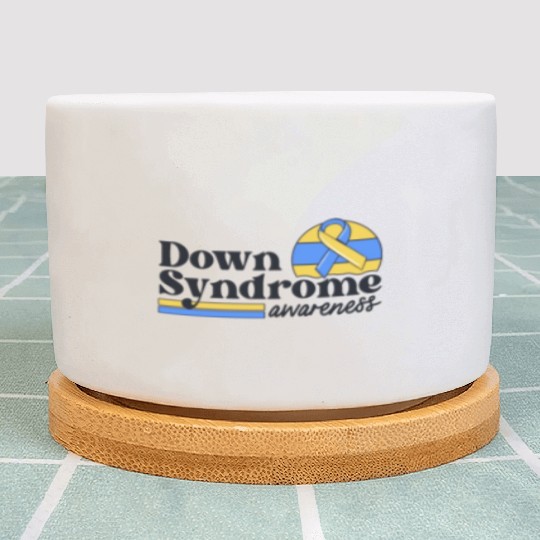 Down Syndrome Awareness Retro Sunset Yellow Blue Plant Pots