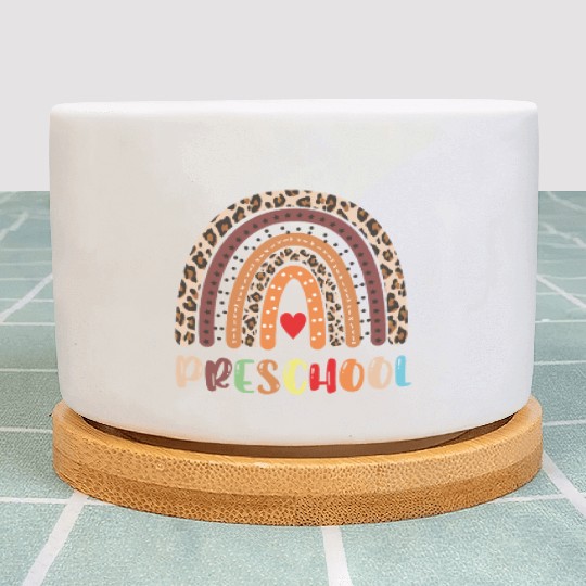 Preschool Teacher Leopard Rainbow Back To School Plant Pots