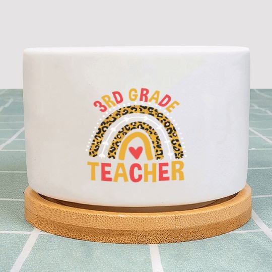 Back To School Leopard 3rd Grade Teacher Rainbow Plant Pots