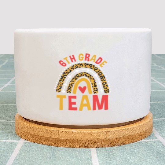 Leopard Rainbow Back To School 6th Grade Team Plant Pots