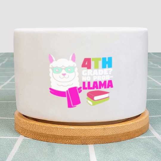 Funny Llama Back To School 4th Grade No Prob Llama Plant Pots