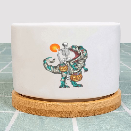 Halloween Skeleton Riding Mummy Dinosaur Pumpkin Plant Pots