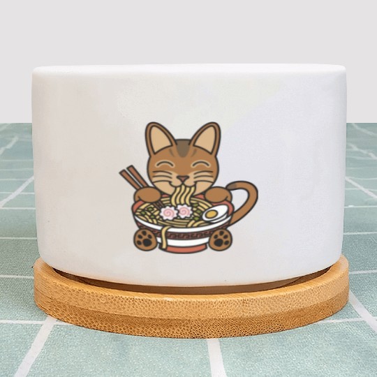 Abyssinian Cat Ramen Noodles Plant Pots