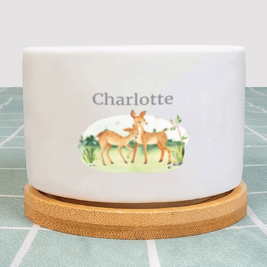 Forest Animal Deer Flowers Name Charlotte Plant Pots