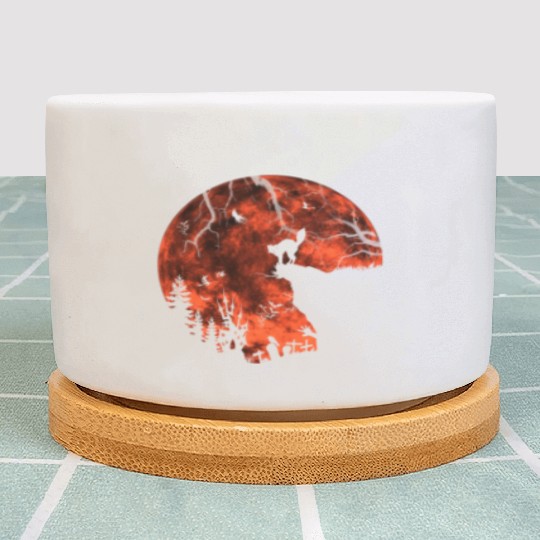 Cat Red Moon trick or treat Bats Forest Funny Hall Plant Pots