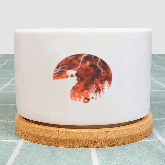 Cat Red Moon trick or treat Bats Forest Funny Plant Pots