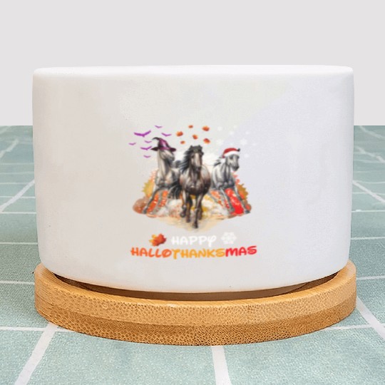 Horses Happy HalloThanksmas Plant Pots