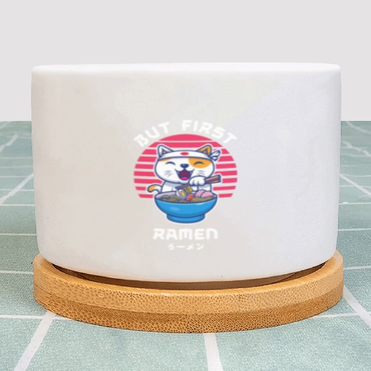 But First Ramen Cat Japan Kawaii Plant Pots