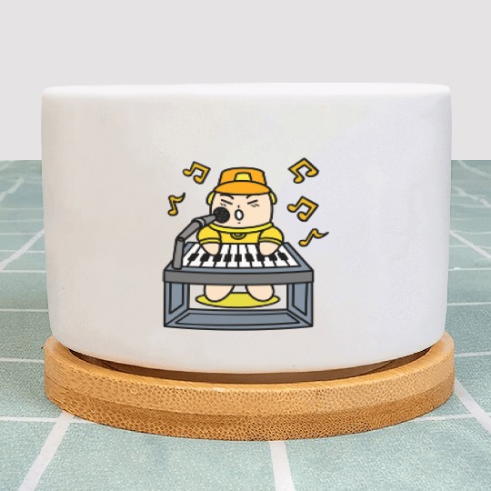 Boy singing with electric piano Plant Pots