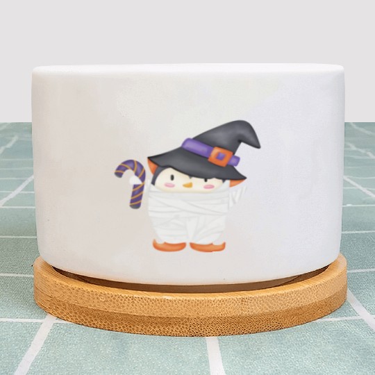 Halloween Penguin in a mummy costume Plant Pots