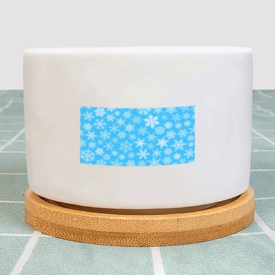 Winter Snowflakes Pattern Blue White Plant Pots