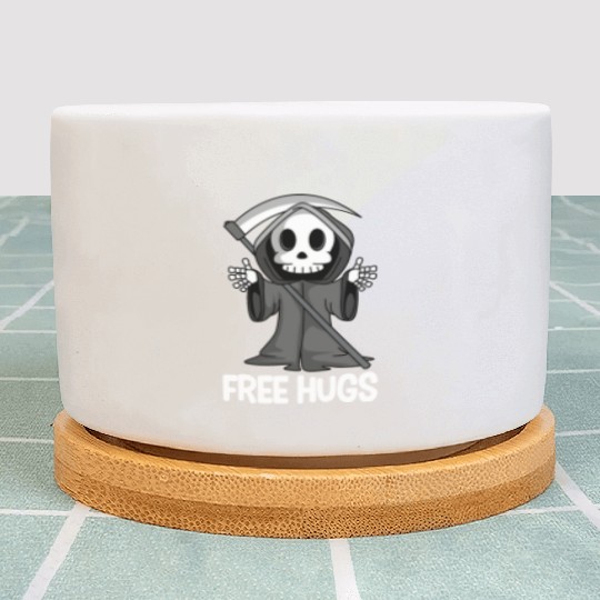 Free Hugs Grim Reaper Spooky Halloween Plant Pots