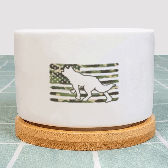 Coyote Hunting Camo American Flag Plant Pots