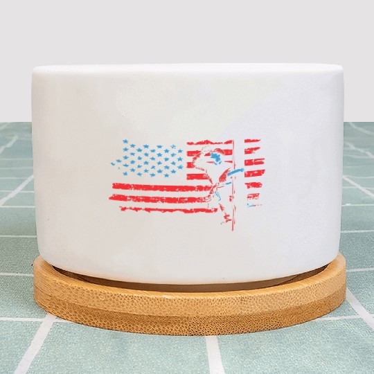 Lineman Electrician US Flag Gift For Men And Women Plant Pots