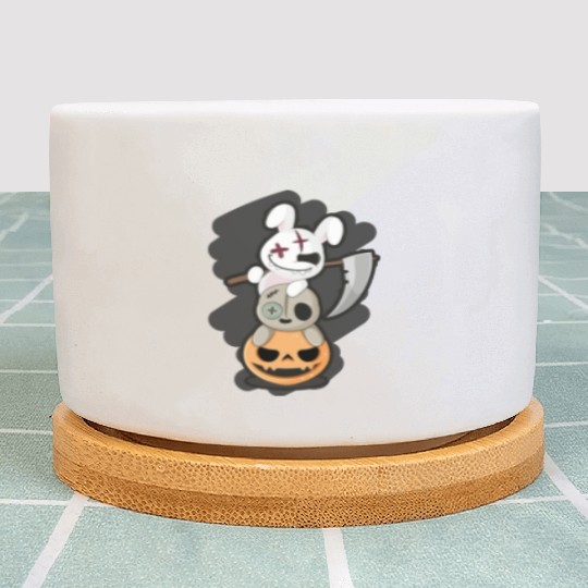 Grim Reaper Killer Bunny - Halloween Plant Pots