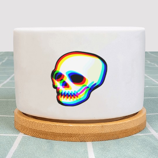Modern Neon Skull Illustration Plant Pots