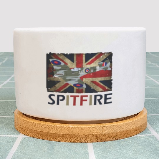 Spitfire WW2 Fighter Aircraft Airplane Union Jack Plant Pots