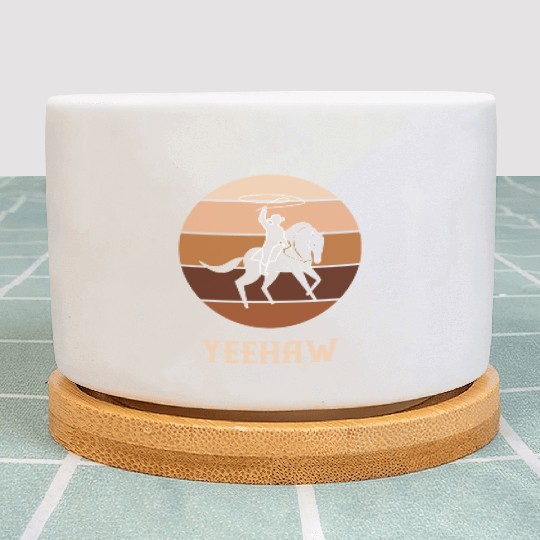 Yeehaw Cowboy Western Desert Cowgirl Horseback Plant Pots