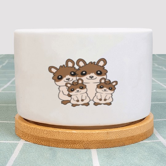 mom dad kids hamster Plant Pots