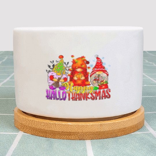 Happy Hallothanksmas Gnomes Lover Halloween Plant Pots