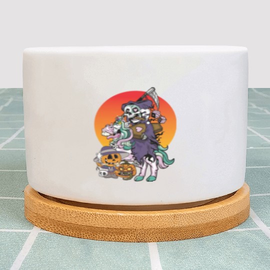 Unicorn Halloween Pumpkin Grim Reaper Plant Pots