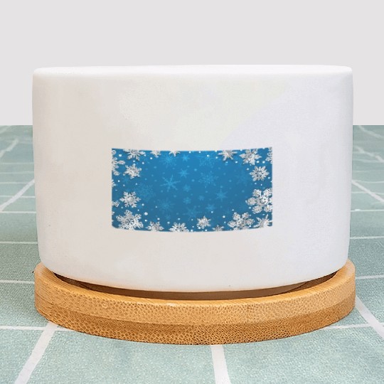 Winter Snowflakes Navy Blue Pattern Plant Pots