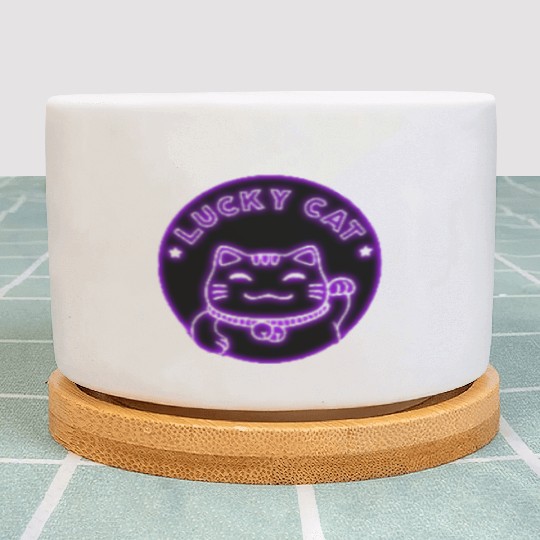 Purple neon lucky cat Plant Pots