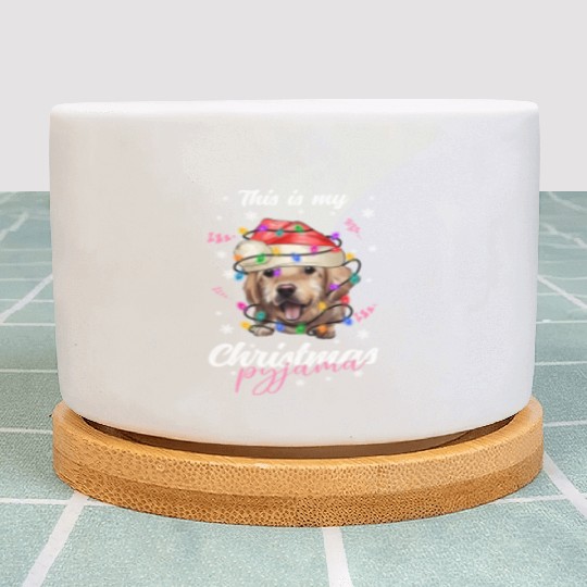 Winter Christmas Pyjama Golden Retriever Plant Pots
