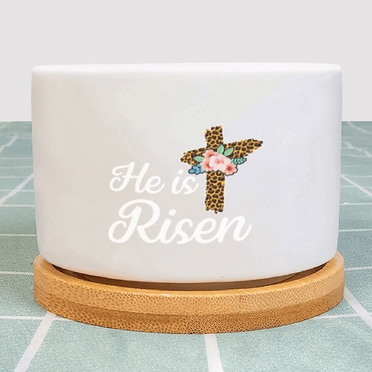 He Is Risen Jesus Christ Cross Easter Sunday Plant Pots