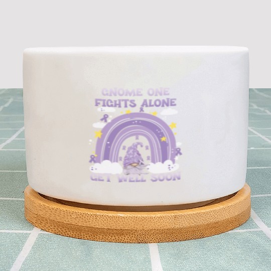 Gnome One Fights Alone Lavender Cancer Plant Pots