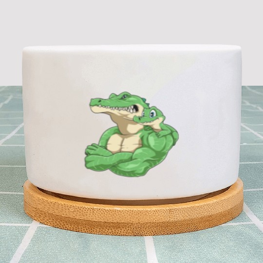 Strong Crocodile with Crocodile Kid for a Plant Pots
