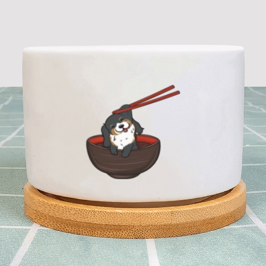 Bernese Mountain Dog Dipping Noodles Plant Pots