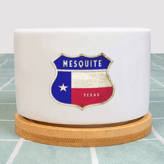 Mesquite Texas Crest Flag Design Plant Pots
