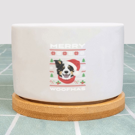 Border Collie Merry Christmas Plant Pots