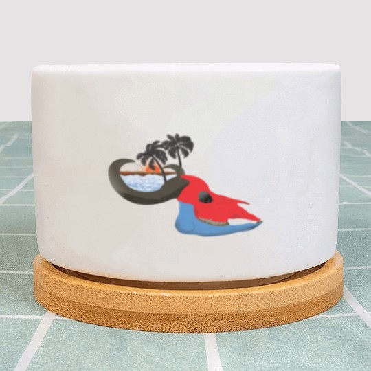 buffalo skull colorful Plant Pots