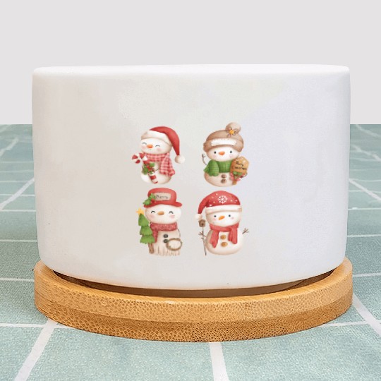 Snowmen in christmas mode happy holidays Plant Pots