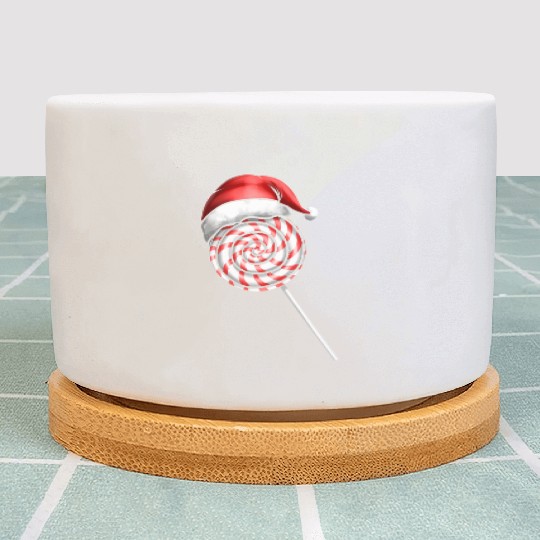 Candy Cane Lollipop Santas Hat Merry Christmas Plant Pots