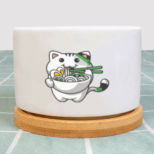Demiromantic Pride Kawaii Cat Ramen Noodles Plant Pots