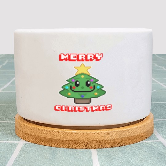 Merry Christmas I Xmas I 8 Bit Pixelated Plant Pots