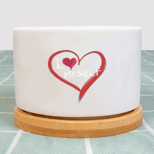 i love me heart text icon Plant Pots