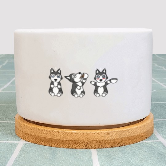 Husky Coffee Lover Plant Pots