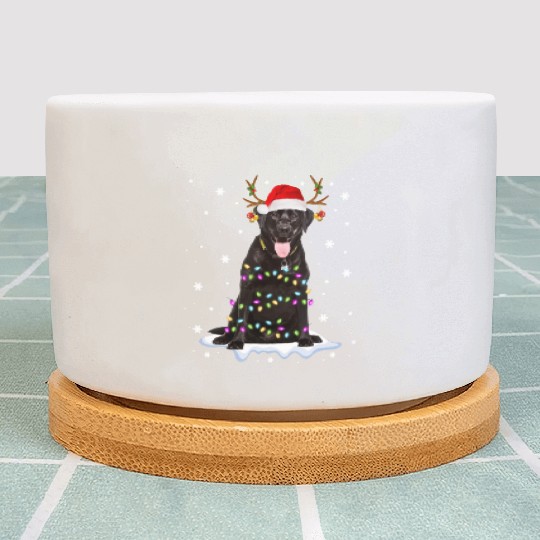 Black Lab Labrador Christmas Tree Light Pajama Dog Plant Pots