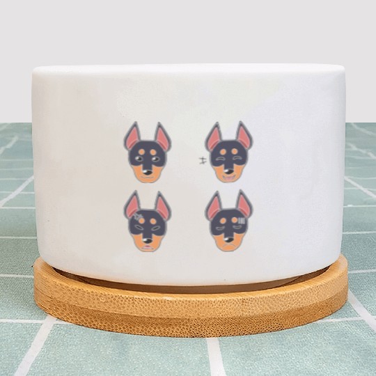 Funny Doberman Dog Cartoon Face Plant Pots