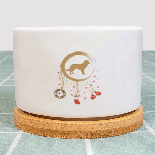 dog dreamcatcher Christmas Border Collie Plant Pots